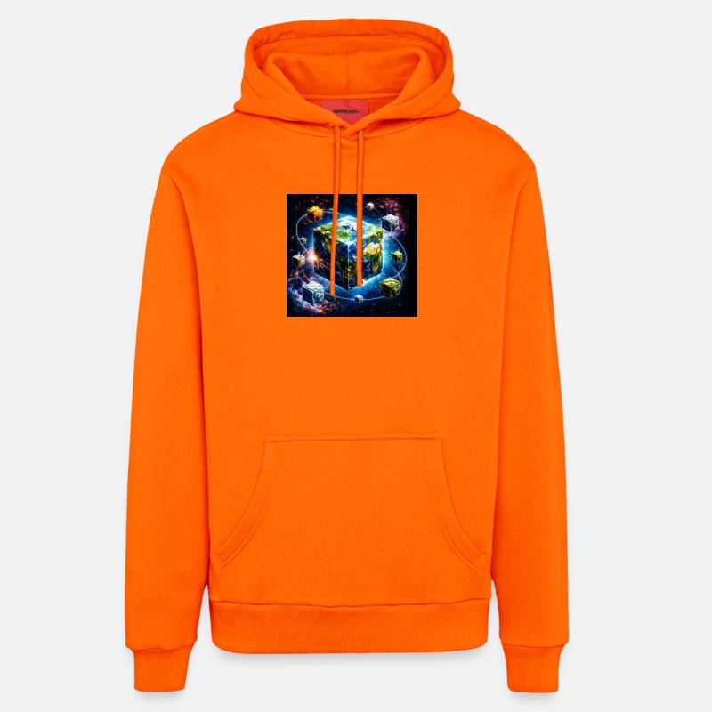 Cube terrestre dans l’espace - Sweat à capuche bio décontracté fabriqué en UE - SUNSET ORANGE