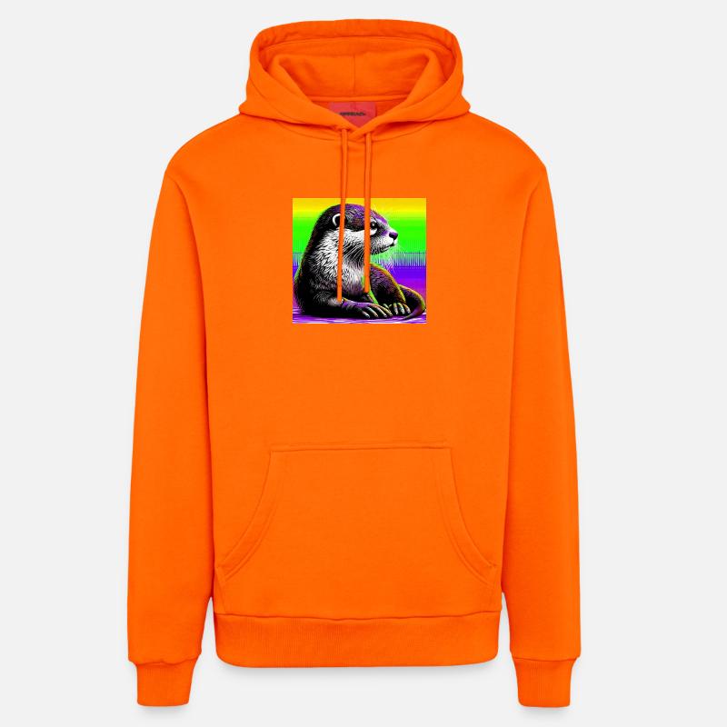 loutre - Sweat à capuche bio décontracté fabriqué en UE - SUNSET ORANGE