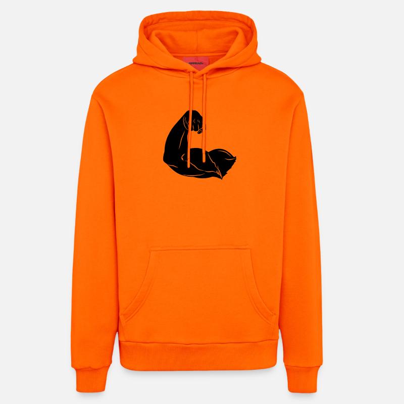 Image d’ombre du bras - Sweat à capuche bio décontracté fabriqué en UE - SUNSET ORANGE