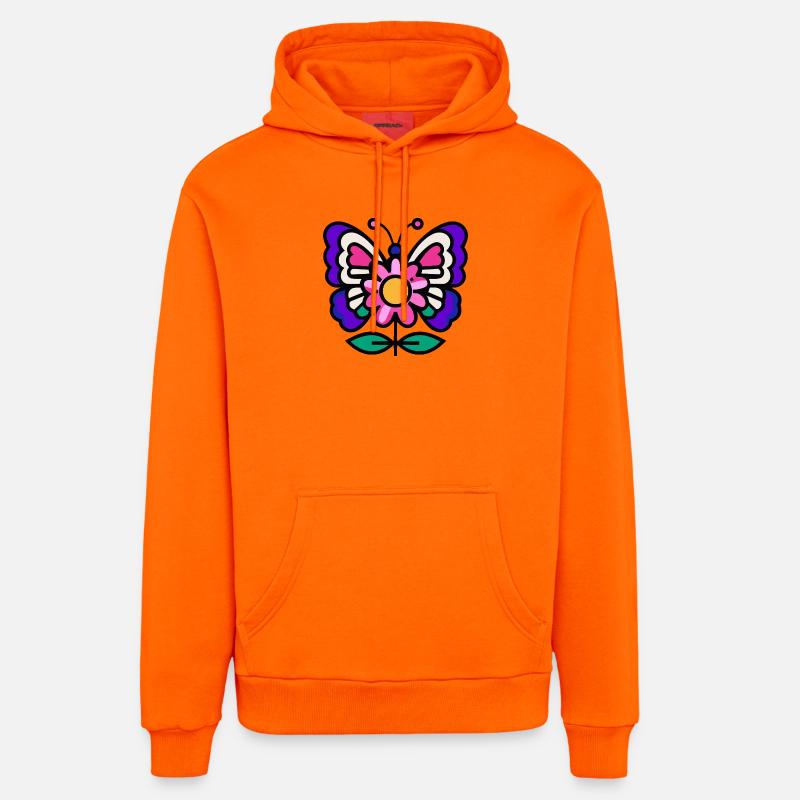Papillon sur fleur - Sweat à capuche bio décontracté fabriqué en UE - SUNSET ORANGE