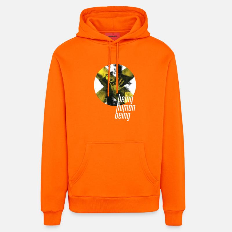 ThinkBick_being_human_being_2026_5 - Sweat à capuche bio décontracté fabriqué en UE - SUNSET ORANGE