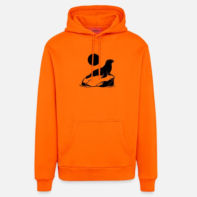 Phoque - Sweat à capuche bio décontracté fabriqué en UE - SUNSET ORANGE