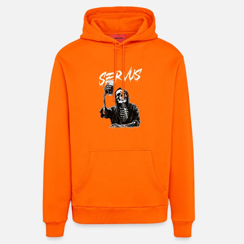 Grim Reaper à la bière - Sweat à capuche bio décontracté fabriqué en UE - SUNSET ORANGE