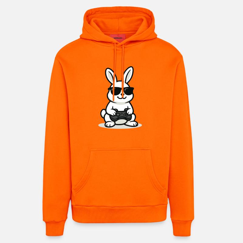 Lapin de jeu cool - Sweat à capuche bio décontracté fabriqué en UE - SUNSET ORANGE