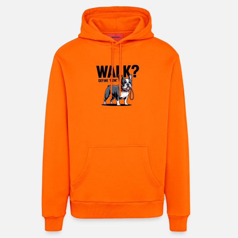 Temps de promenade du bouledogue français - Sweat à capuche bio décontracté fabriqué en UE - SUNSET ORANGE