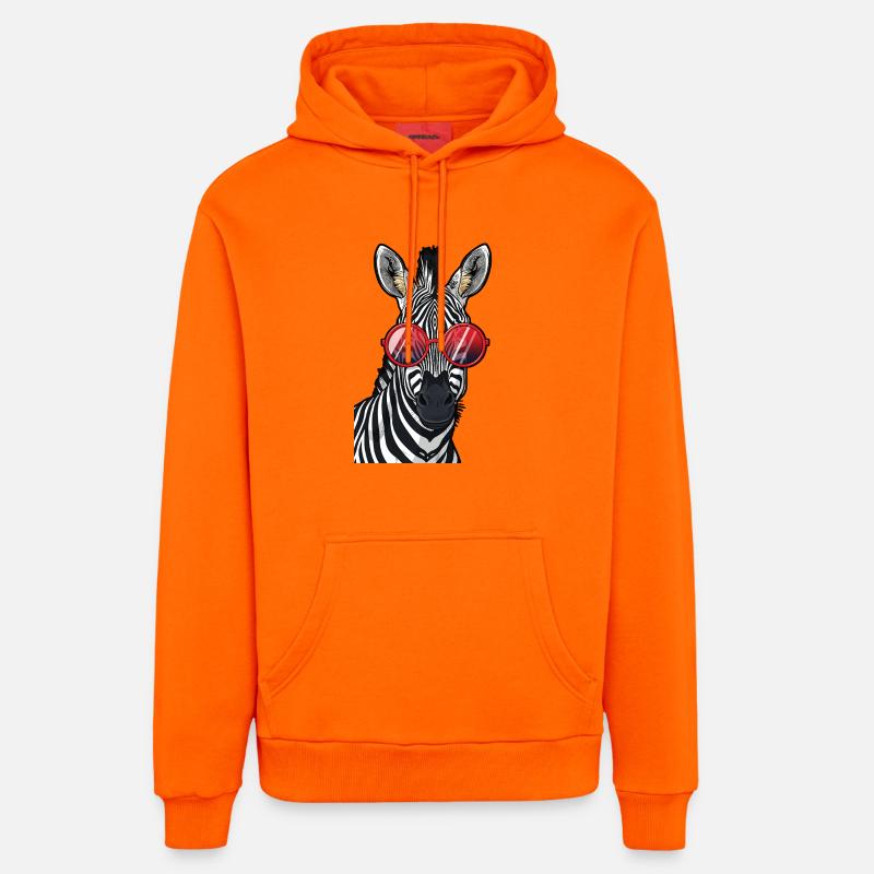 Zèbre branché avec lunettes de soleil - Sweat à capuche bio décontracté fabriqué en UE - SUNSET ORANGE