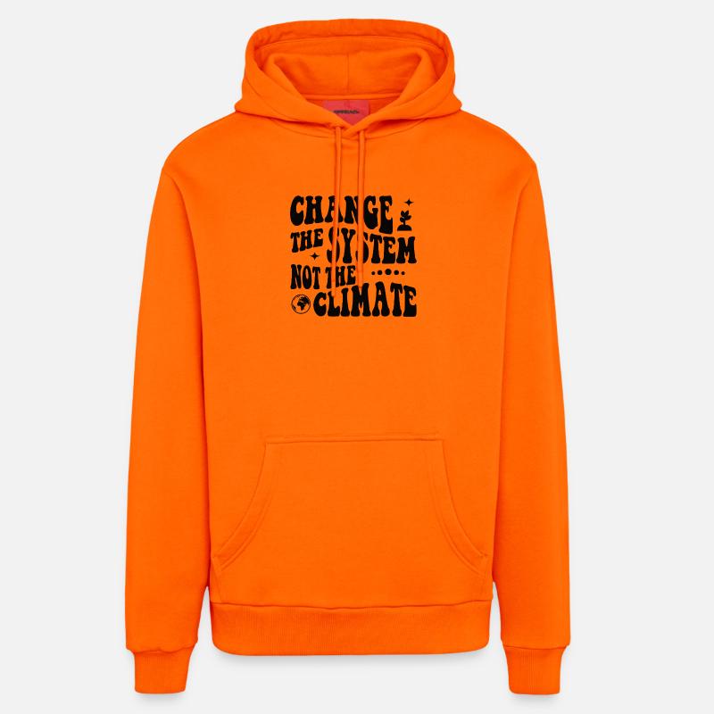 Changer le système, pas le climat - Sweat à capuche bio décontracté fabriqué en UE - SUNSET ORANGE