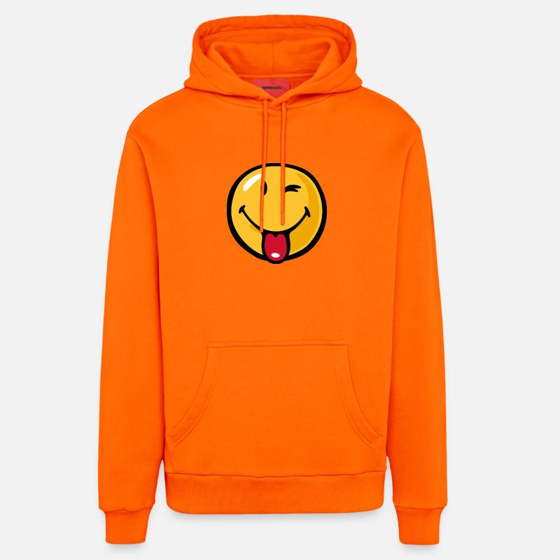 Smiley playful - Sweat à capuche bio décontracté fabriqué en UE - SUNSET ORANGE