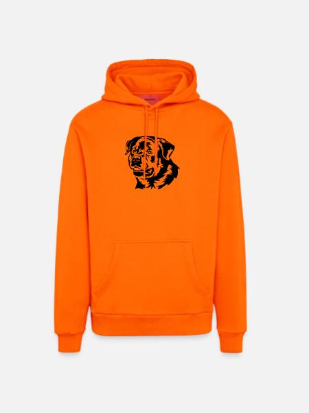 Rottweiler Head - Organic Relaxed Hoodie Made in EU - SUNSET ORANGE