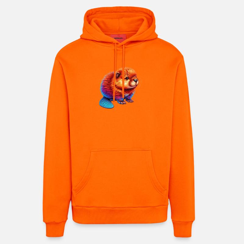 Castor - Sweat à capuche bio décontracté fabriqué en UE - SUNSET ORANGE