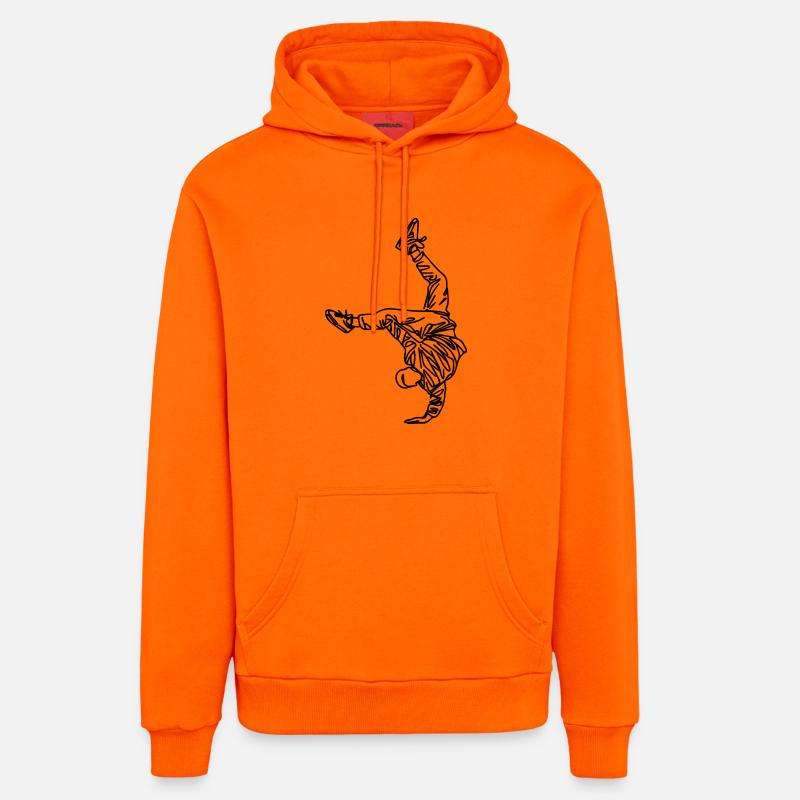 Dessin de breakdancer - Sweat à capuche bio décontracté fabriqué en UE - SUNSET ORANGE