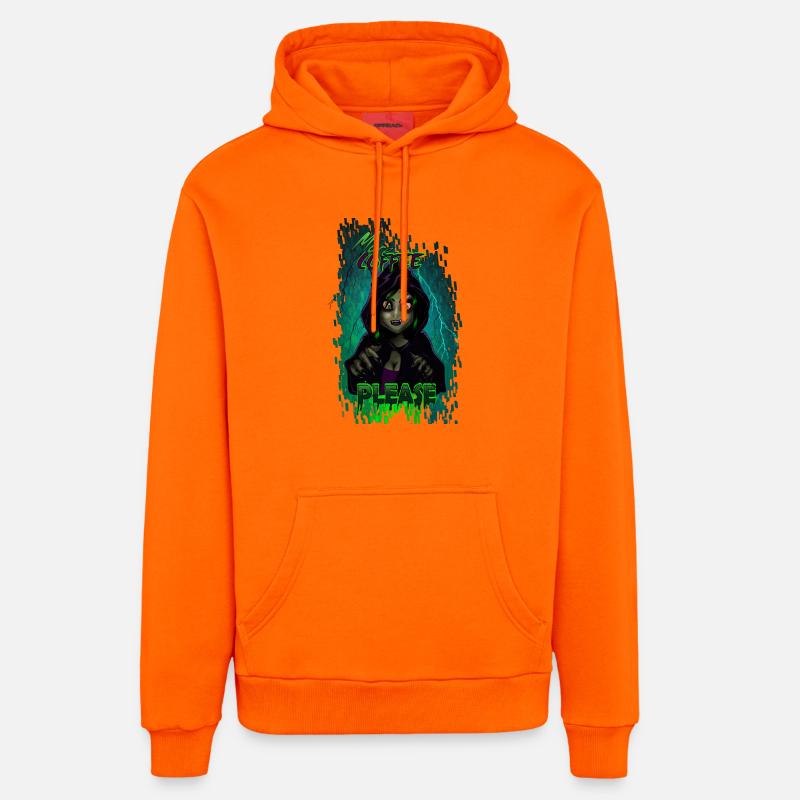 plus de café - Sweat à capuche bio décontracté fabriqué en UE - SUNSET ORANGE