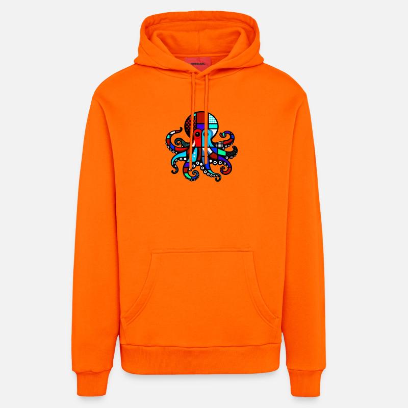 Pieuvre - Sweat à capuche bio décontracté fabriqué en UE - SUNSET ORANGE
