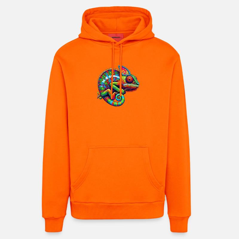 Caméléon - Sweat à capuche bio décontracté fabriqué en UE - SUNSET ORANGE