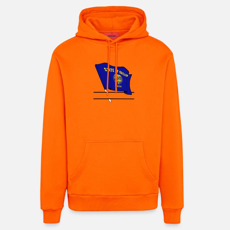 Drapeau Oregon texte bannière - Sweat à capuche bio décontracté fabriqué en UE - SUNSET ORANGE