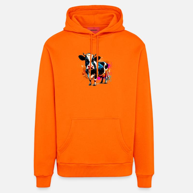 Vache - Sweat à capuche bio décontracté fabriqué en UE - SUNSET ORANGE