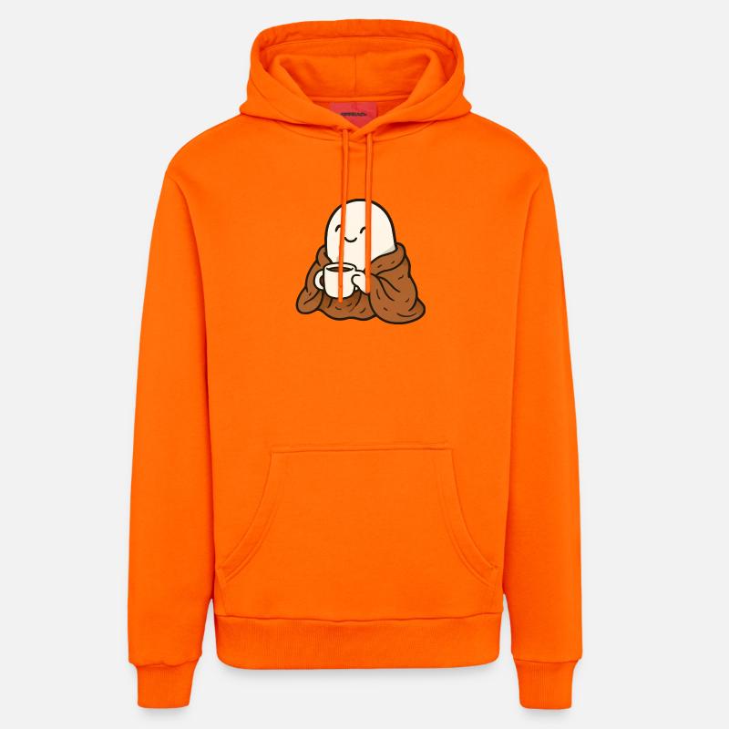 Fantôme câlin avec café et couverture - Sweat à capuche bio décontracté fabriqué en UE - SUNSET ORANGE