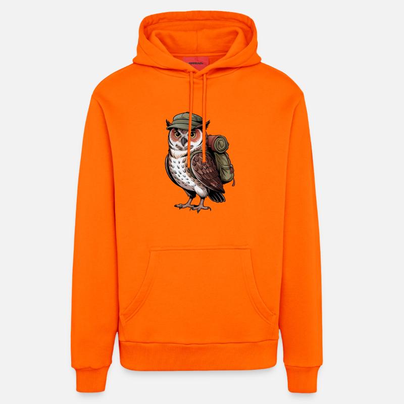Aventure de la chouette errante - Sweat à capuche bio décontracté fabriqué en UE - SUNSET ORANGE