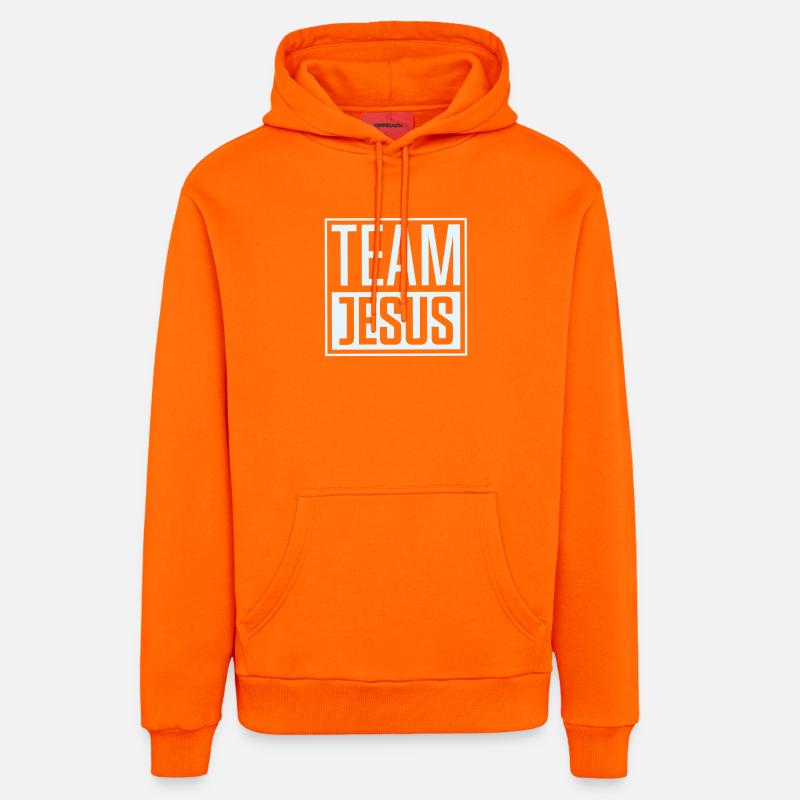 Équipe Jésus - Sweat à capuche bio décontracté fabriqué en UE - SUNSET ORANGE