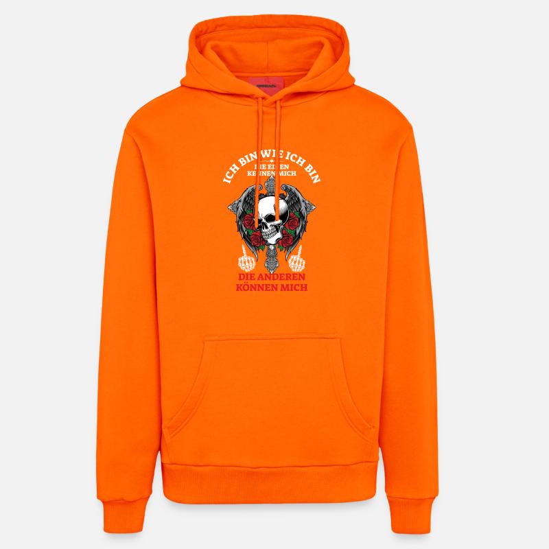 Je suis comme je suis... - Sweat à capuche bio décontracté fabriqué en UE - SUNSET ORANGE
