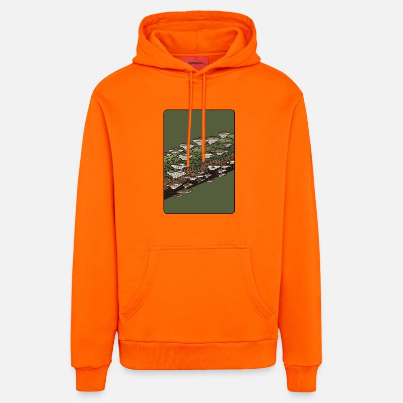 Champignons des bois sur tronc mousseux - Sweat à capuche bio décontracté fabriqué en UE - SUNSET ORANGE