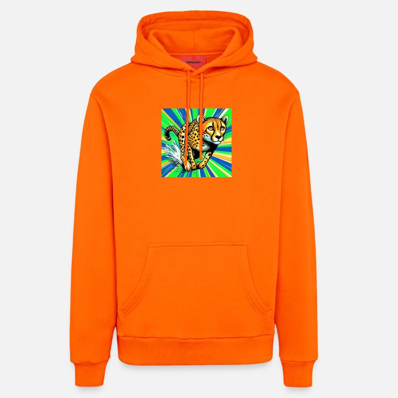 guépard - Sweat à capuche bio décontracté fabriqué en UE - SUNSET ORANGE
