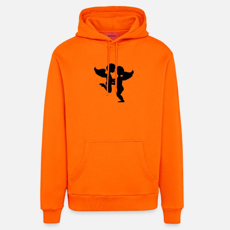 Deux anges baiser - Sweat à capuche bio décontracté fabriqué en UE - SUNSET ORANGE