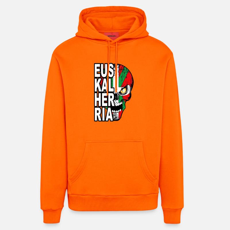 Basque skull 26 - Sweat à capuche bio décontracté fabriqué en UE - SUNSET ORANGE