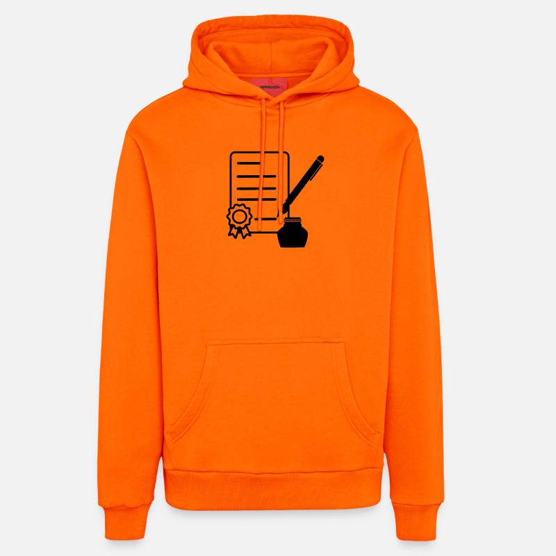 Contrat avec joint laqué - Sweat à capuche bio décontracté fabriqué en UE - SUNSET ORANGE