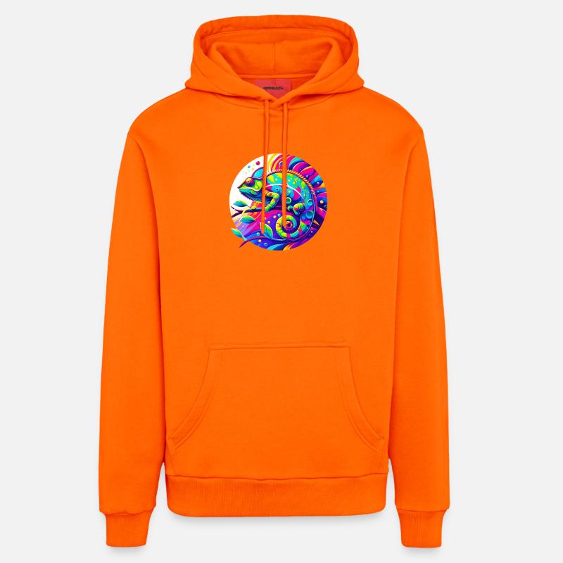 Caméléon - Sweat à capuche bio décontracté fabriqué en UE - SUNSET ORANGE