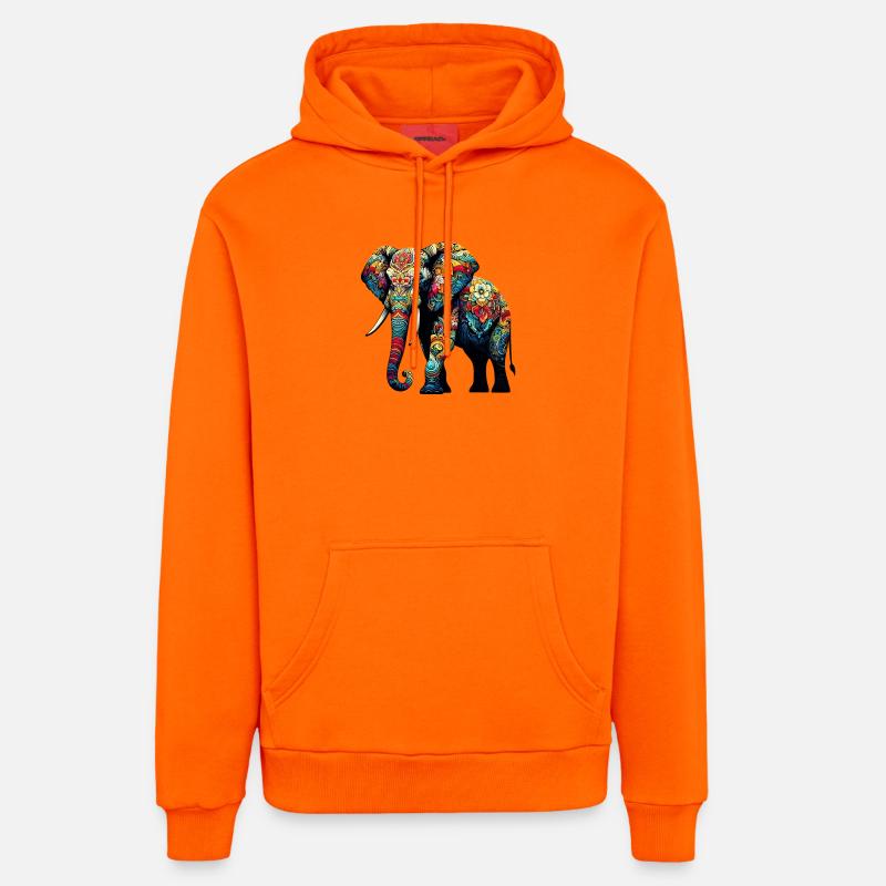 Éléphant - Sweat à capuche bio décontracté fabriqué en UE - SUNSET ORANGE