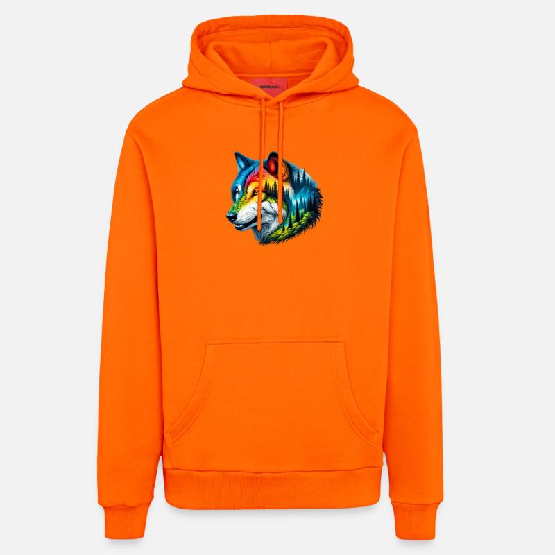 Loup - Sweat à capuche bio décontracté fabriqué en UE - SUNSET ORANGE