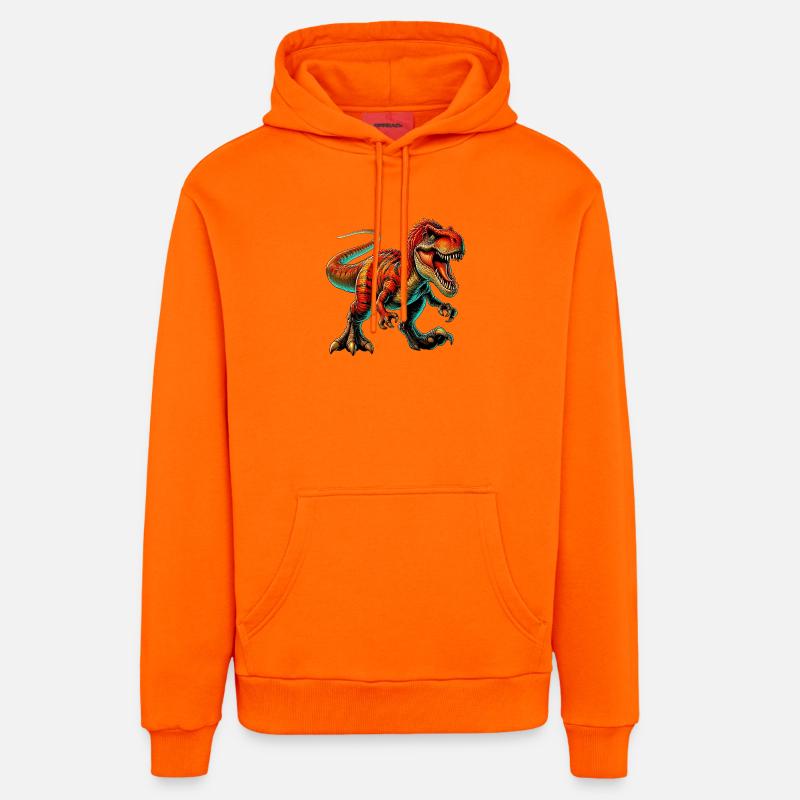 Dinosaure - Sweat à capuche bio décontracté fabriqué en UE - SUNSET ORANGE