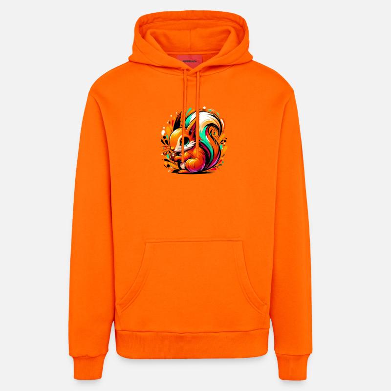 Écureuil - Sweat à capuche bio décontracté fabriqué en UE - SUNSET ORANGE