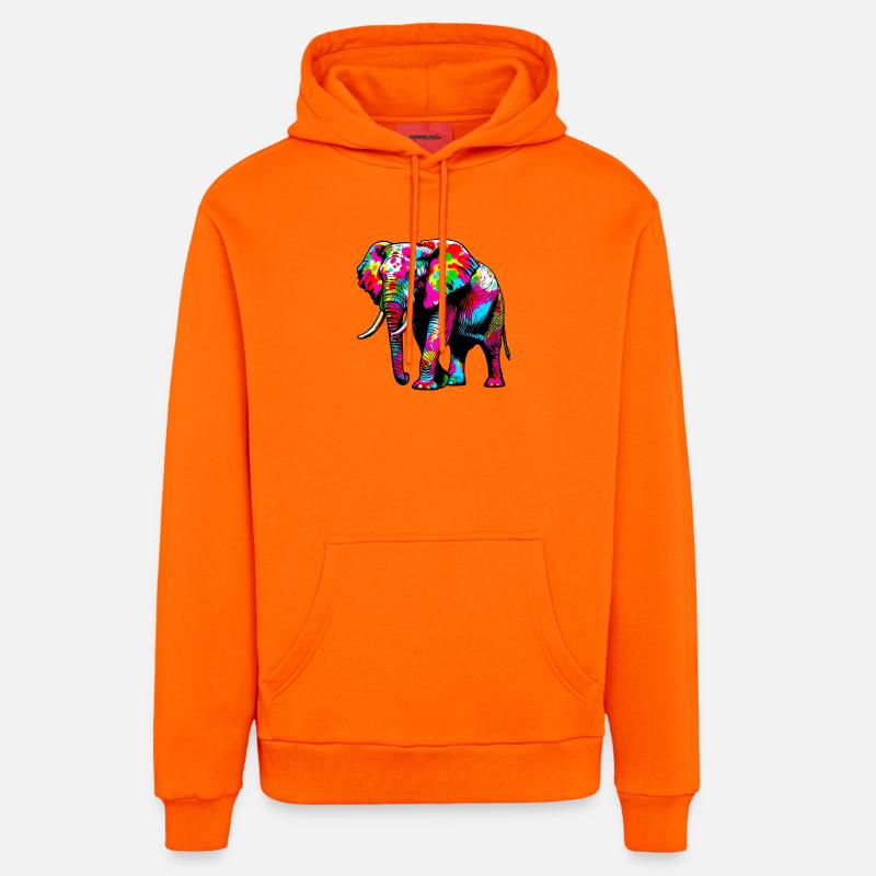 Éléphant - Sweat à capuche bio décontracté fabriqué en UE - SUNSET ORANGE