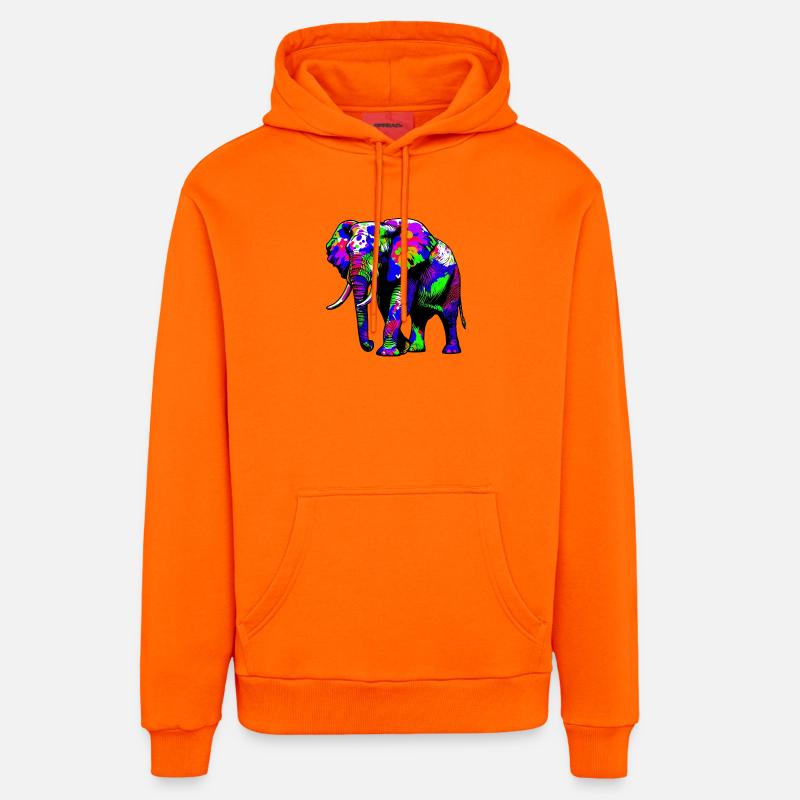 Éléphant - Sweat à capuche bio décontracté fabriqué en UE - SUNSET ORANGE