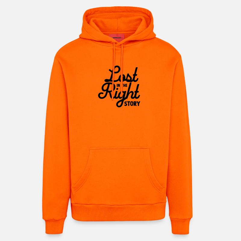 Perdu dans la bonne histoire - Sweat à capuche bio décontracté fabriqué en UE - SUNSET ORANGE