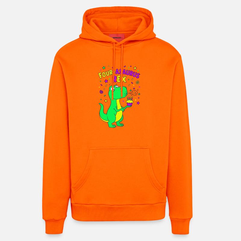 4e anniversaire du Quatre-Asaurus Rex - Sweat à capuche bio décontracté fabriqué en UE - SUNSET ORANGE