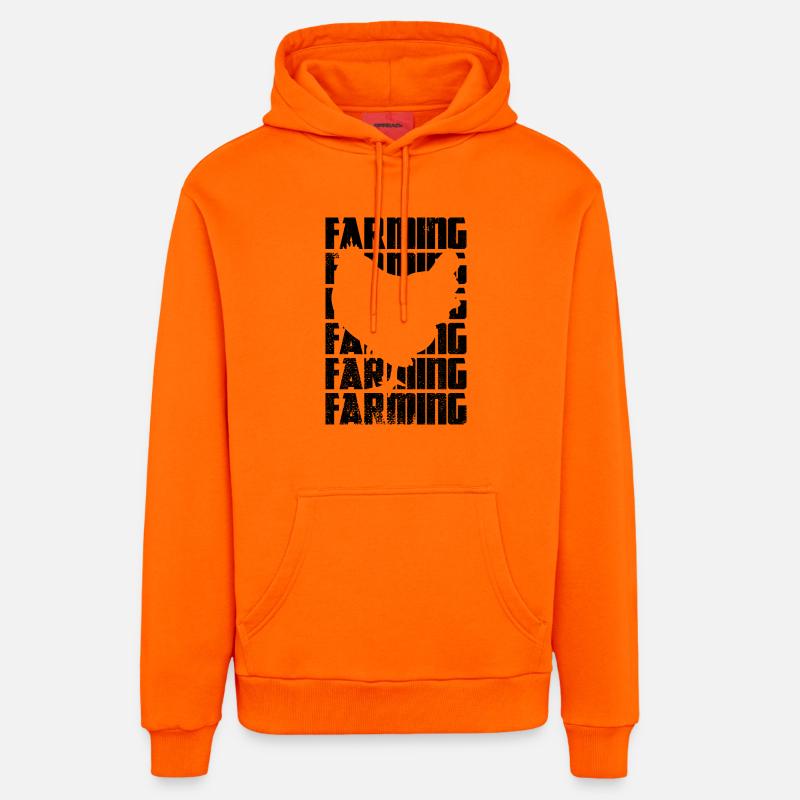 Élevage de poulets - Sweat à capuche bio décontracté fabriqué en UE - SUNSET ORANGE