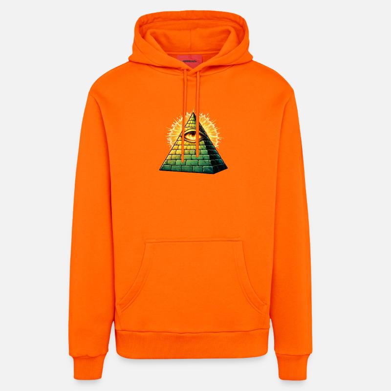 Pyramide des Illuminati - Sweat à capuche bio décontracté fabriqué en UE - SUNSET ORANGE