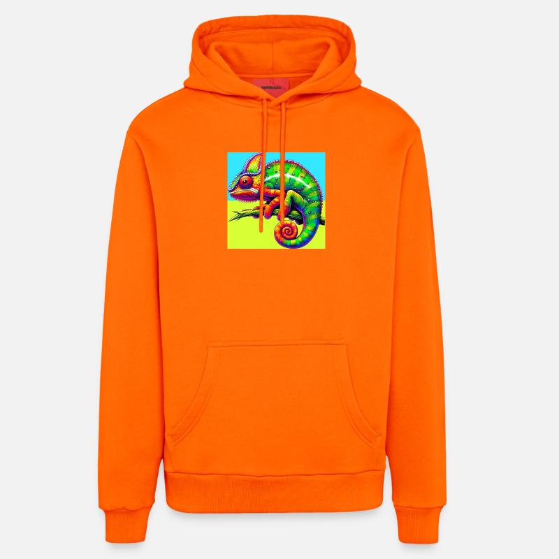 caméléon - Sweat à capuche bio décontracté fabriqué en UE - SUNSET ORANGE
