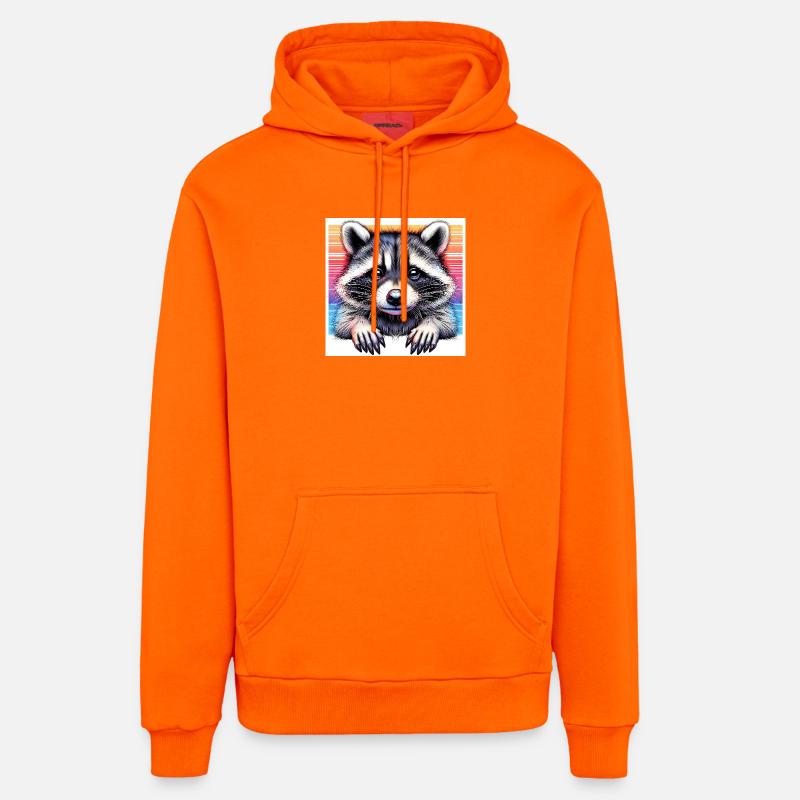 Raton laveur - Sweat à capuche bio décontracté fabriqué en UE - SUNSET ORANGE