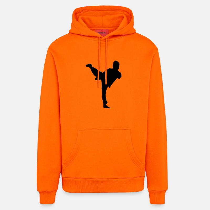 Bruce Lee Shadow Side Kick - Sweat à capuche bio décontracté fabriqué en UE - SUNSET ORANGE