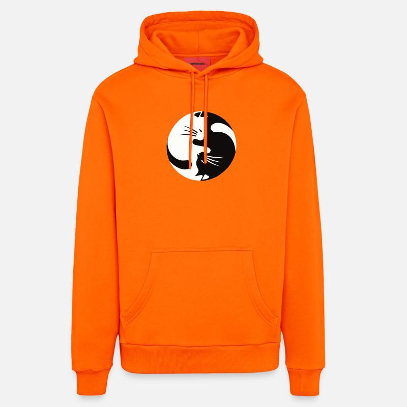 2 chats câlins, ying yang - Sweat à capuche bio décontracté fabriqué en UE - SUNSET ORANGE