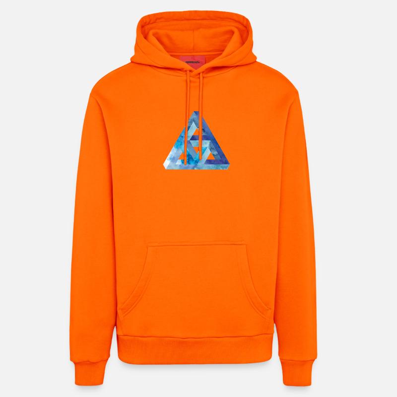 Triangle d'illusion d'optique Escher - Sweat à capuche bio décontracté fabriqué en UE - SUNSET ORANGE