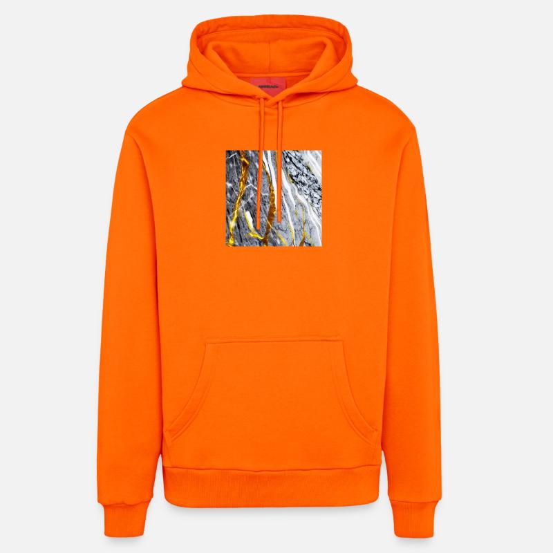 Texture Or Marbre - Sweat à capuche bio décontracté fabriqué en UE - SUNSET ORANGE