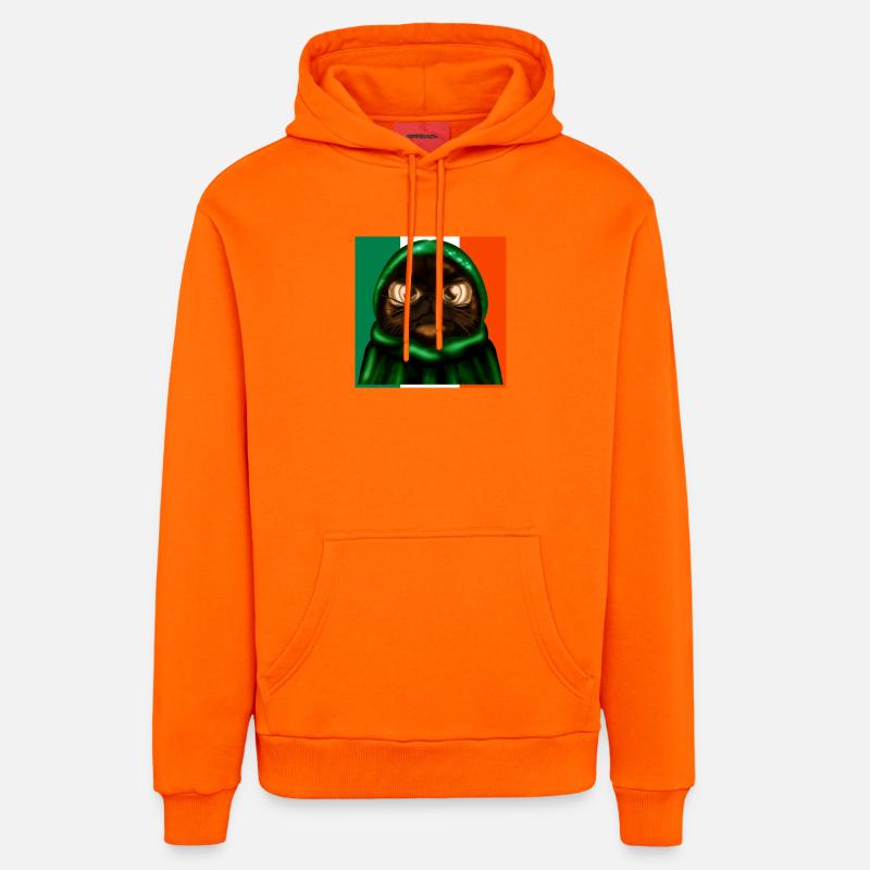 DRAPEAU IRLANDAIS - IRLANDE - CHAT MIGNON - Sweat à capuche bio décontracté fabriqué en UE - SUNSET ORANGE