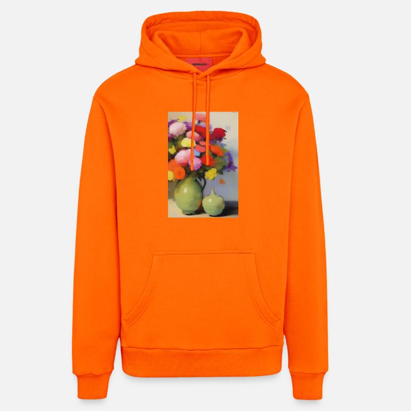Fleurs et papillon - Sweat à capuche bio décontracté fabriqué en UE - SUNSET ORANGE