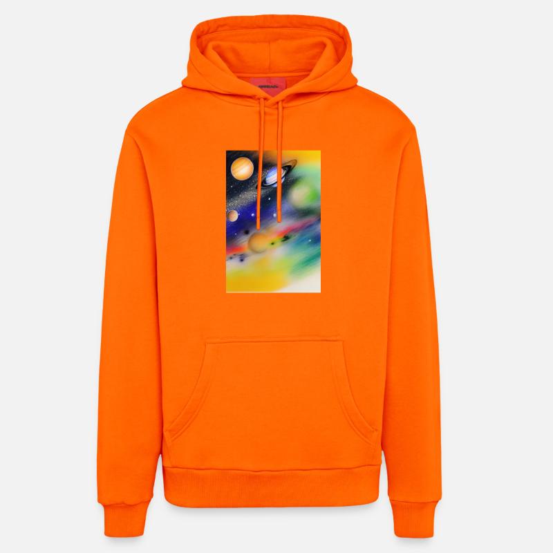 Espace et planètes - Sweat à capuche bio décontracté fabriqué en UE - SUNSET ORANGE