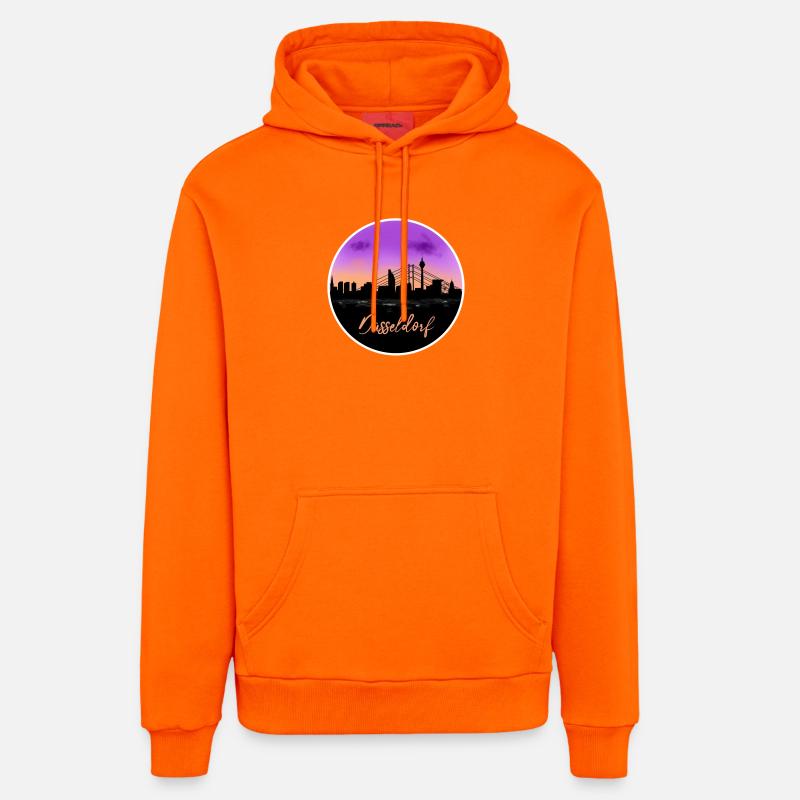 Dusseldorf Fine Skyline - Sweat à capuche bio décontracté fabriqué en UE - SUNSET ORANGE